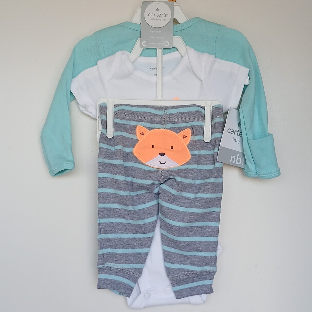 Carter's 3 Piece Newborn Layette Set 100% Cotton